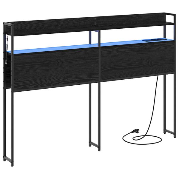 vidaXL T&ecirc;te de lit de rangement Ch&ecirc;ne noir 120 cm Bois d'ing&eacute;nierie