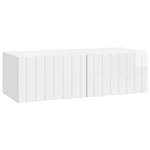 vidaXL Meuble TV mural Montage mural Blanc brillant 98 x 41 x 30 cm