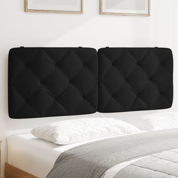 vidaXL Coussin de t&ecirc;te de lit noir 120 cm velours