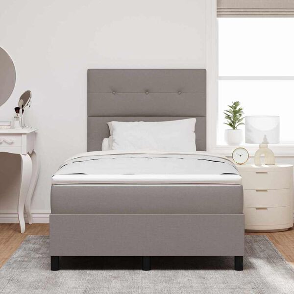 vidaXL Lit &agrave; ressorts avec matelas avec LED Taupe 120 x 200 cm tissu