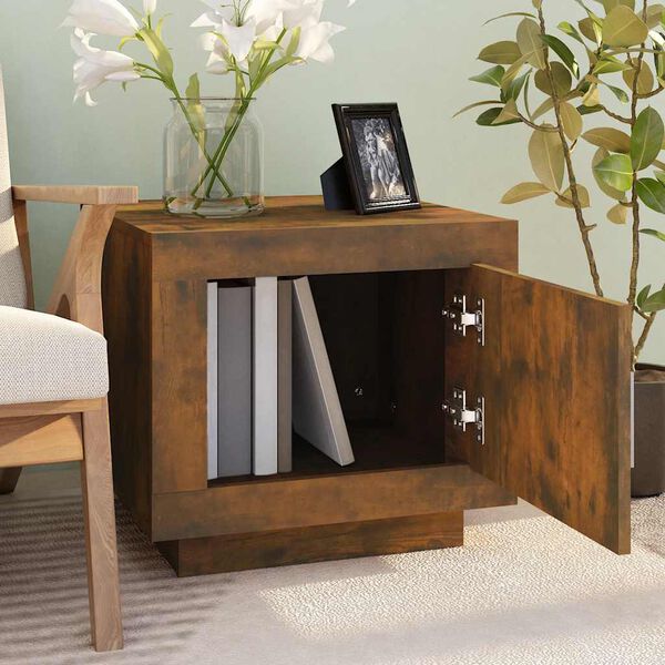 vidaXL Table basse ch&ecirc;ne fum&eacute; 51x50x45 cm bois d'ing&eacute;nierie