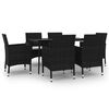 vidaXL Ensemble &agrave; manger de jardin coussins 7 pcs R&eacute;sine tress&eacute;e Verre