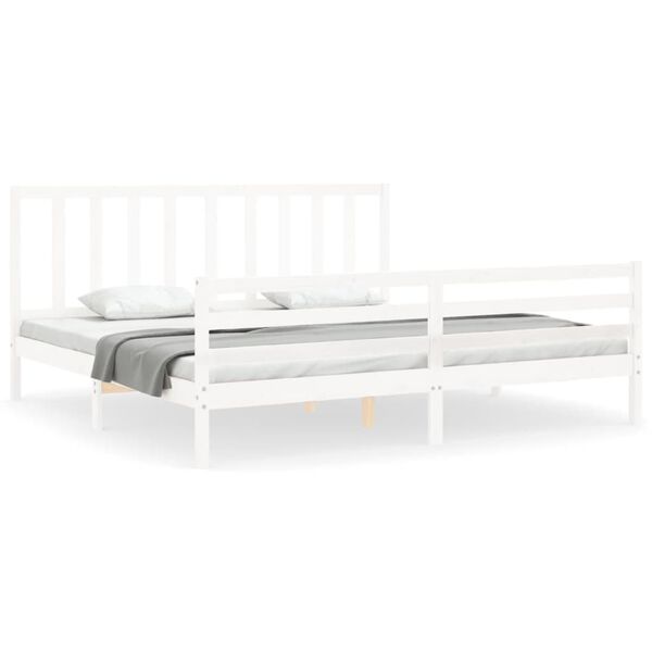 vidaXL Cadre de lit sans matelas blanc 200x200 cm bois massif de pin