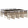 vidaXL Ensemble &agrave; manger de jardin et coussins 9 pcs beige Poly rotin