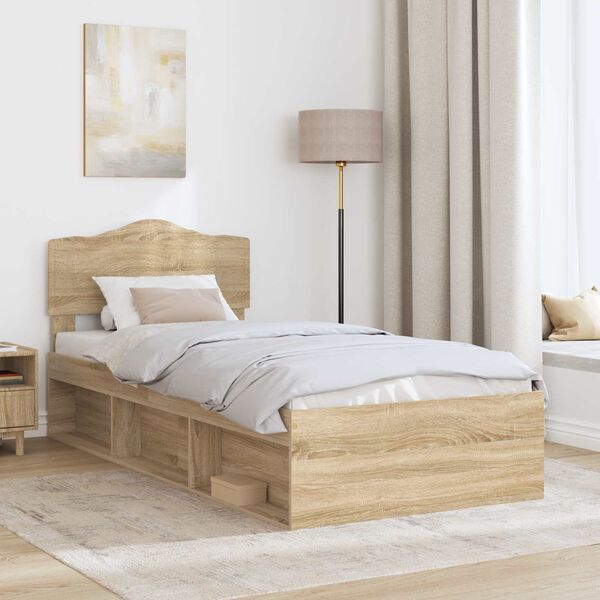 vidaXL Cadre de lit Ch&ecirc;ne Sonoma 75 x 190 cm Bois de pin massif