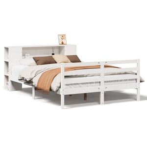 vidaXL Lit biblioth&egrave;que sans matelas blanc 140x190 cm bois pin massif