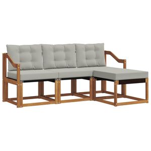 vidaXL Ensemble de canap&eacute;s d'ext&eacute;rieur 4 pc Gris Naturel et Clair