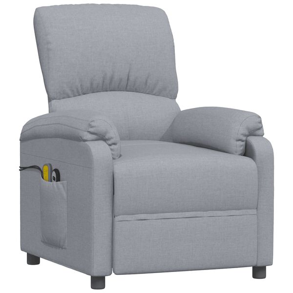 vidaXL Fauteuil &eacute;lectrique de massage Gris clair Tissu