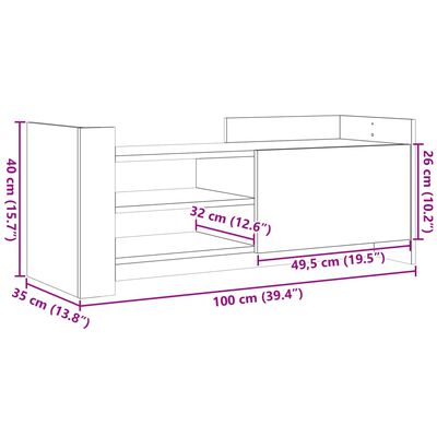 vidaXL Meuble TV Chêne marron 100x35x40 cm Bois d'ingénierie