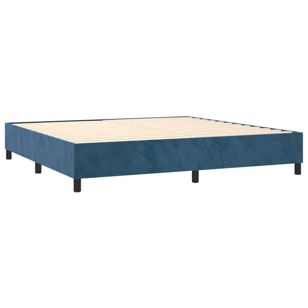 vidaXL Sommier &agrave; lattes de lit et matelas Bleu fonc&eacute; 200x200cm Velours