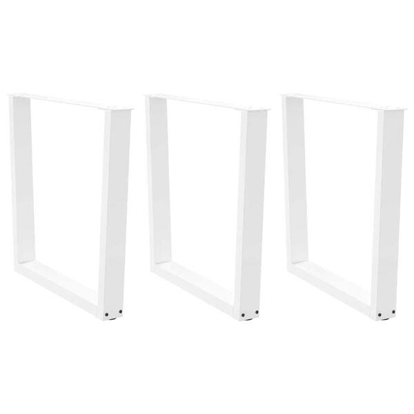 vidaXL Pieds de table &agrave; manger en V 3 pi&egrave;ces Blanc 90 x (72-73,3) cm Acier