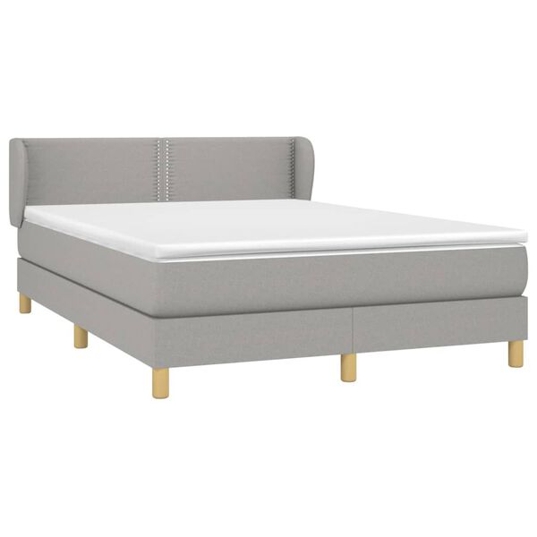 vidaXL Sommier &agrave; lattes de lit avec matelas Gris clair 140x200cm Tissu