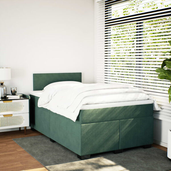 vidaXL Sommier &agrave; lattes de lit avec matelas vert fonc&eacute; 120x190 cm