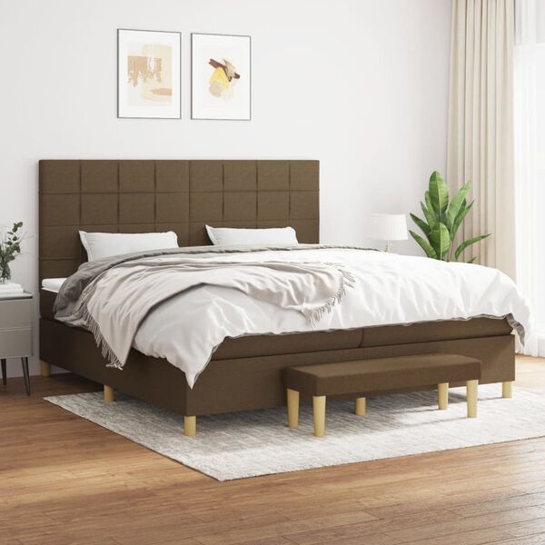 vidaXL Sommier &agrave; lattes de lit avec matelas Marron fonc&eacute; 200x200 cm