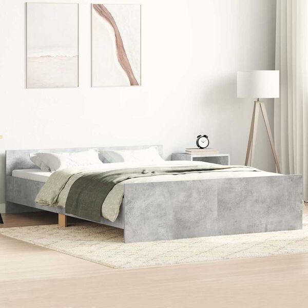 vidaXL Cadre de lit sans matelas gris b&eacute;ton 135x190 cm