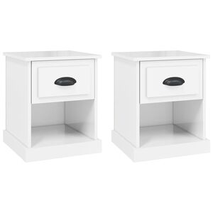 vidaXL Tables de chevet 2 pcs blanc brillant 39x39x47,5 cm
