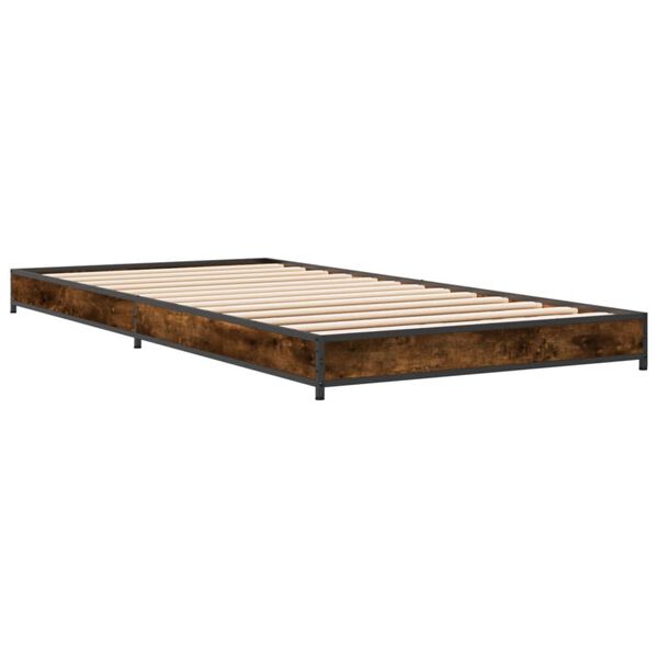 vidaXL Cadre de lit sans matelas ch&ecirc;ne fum&eacute; 75x190 cm