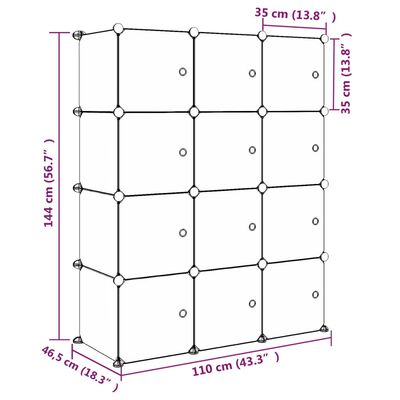 vidaXL Armoire de rangement pour enfants avec 12 cubes Rose PP