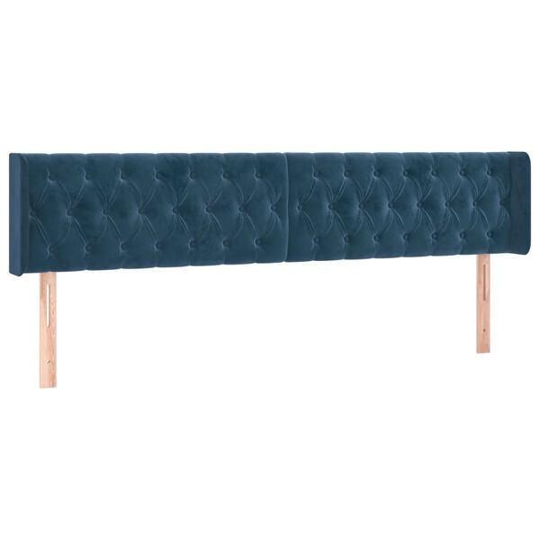 vidaXL T&ecirc;te de lit &agrave; LED Bleu fonc&eacute; 203x16x78/88 cm Velours