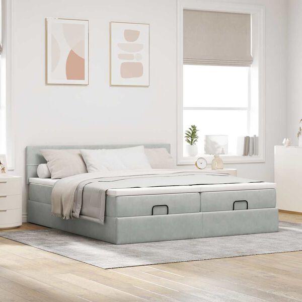 VidaXL Cadre de lit ottoman et matelas gris clair 160x200cm velours