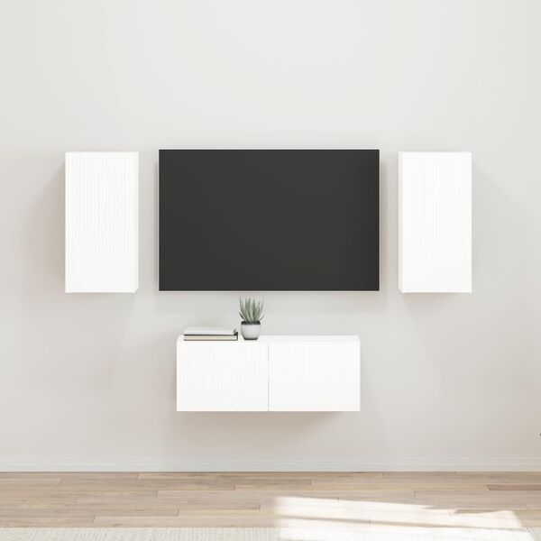 vidaXL Ensemble meuble TV 6 pcs Blanc brillant Bois d'ing&eacute;nierie