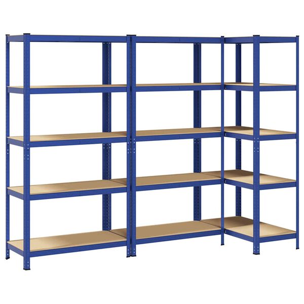 vidaXL &Eacute;tag&egrave;res de rangement &agrave; 5 niveaux 3 pcs Bleu