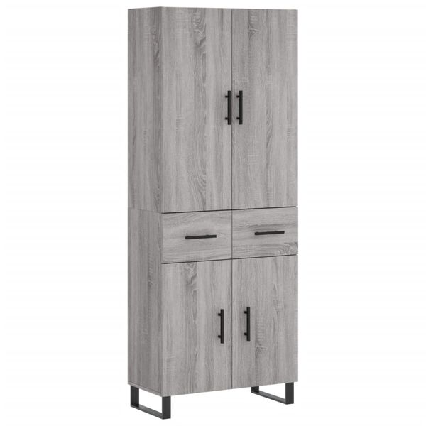 vidaXL Buffet haut Sonoma gris 69,5x34x180 cm Bois d'ing&eacute;nierie