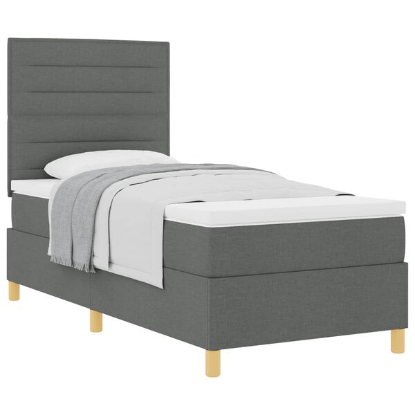 vidaXL Lit &agrave; ressorts avec matelas Gris fonc&eacute; 90 x 190 cm tissu