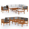 vidaXL Salon de jardin 8 pi&egrave;ces avec coussins, bois d'acacia cr&egrave;me et corde