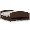 vidaXL Cadre de lit avec 4 tiroirs Marron fonc&eacute; 140x200 cm Pin massif