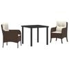 vidaXL Ensemble de salle &agrave; manger pour jardin 3 pc Marron polyrotin