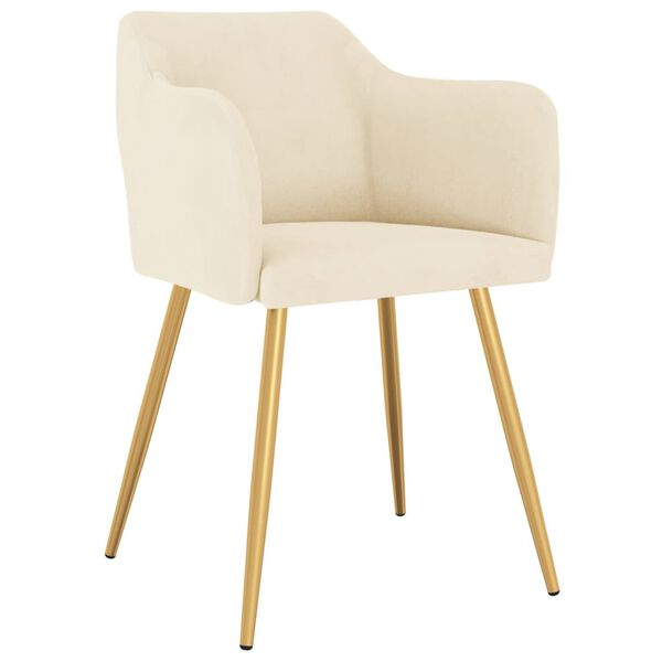 vidaXL Chaises &agrave; manger lot de 4 Cr&egrave;me Velours