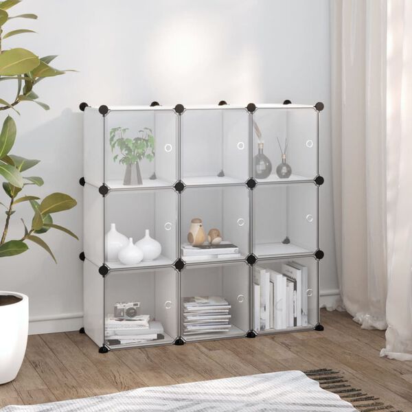 vidaXL Organiseur de rangement en cube avec 9 cubes et portes en PP transparent