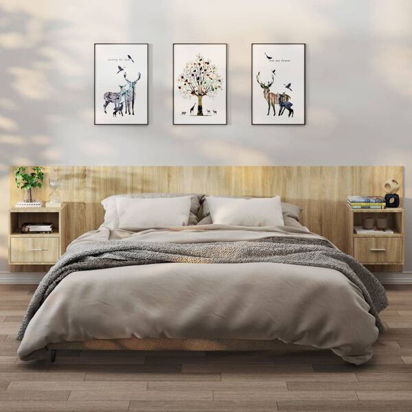 vidaXL Tables de chevet murales 2 pcs Ch&ecirc;ne sonoma