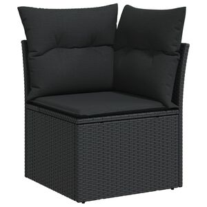 vidaXL Canap&eacute; d'angle de jardin avec coussins en polyrotin noir