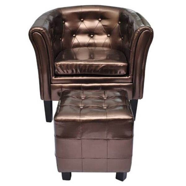 vidaXL Fauteuil avec repose-pied Marron Similicuir