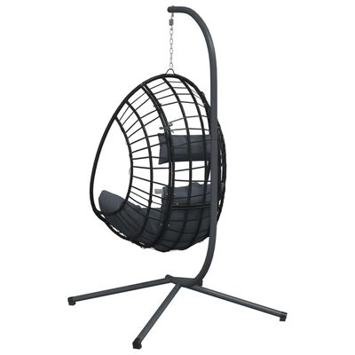 vidaXL Chaise suspendue œuf support anthracite rotin et acier