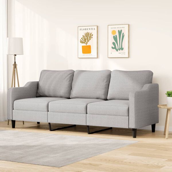 vidaXL Canap&eacute; &agrave; 3 places Gris clair 210 cm Tissu