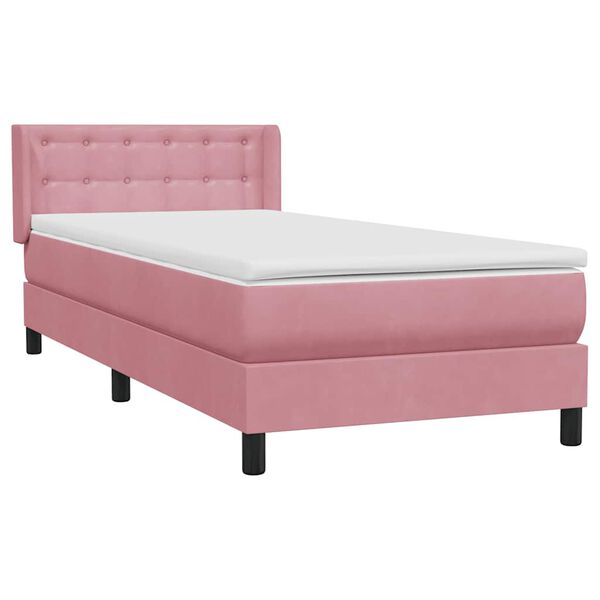 vidaXL Sommier &agrave; lattes de lit avec matelas rose 100x210 cm velours