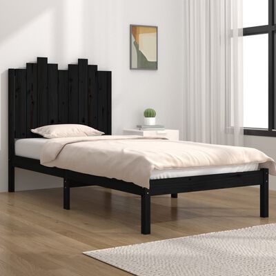 vidaXL Cadre de lit Noir Bois de pin massif 75x190 cm Petit simple