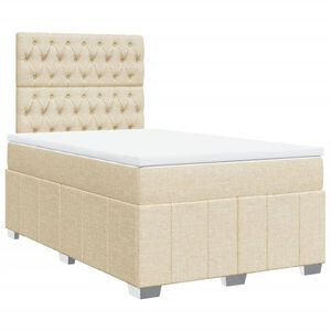 vidaXL Sommier &agrave; lattes de lit avec matelas Cr&egrave;me 120x200 cm Tissu
