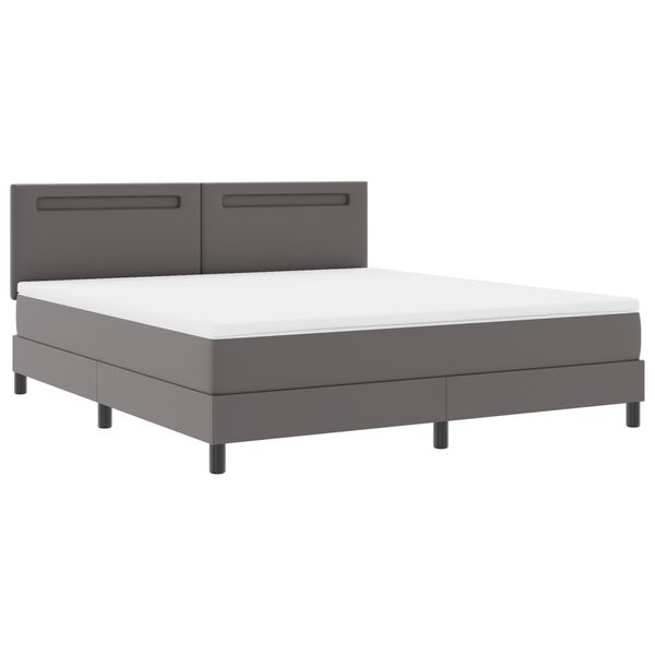 vidaXL Lit &agrave; ressorts avec matelas Gris 180 x 200 cm Simili cuir