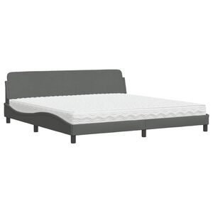 vidaXL Lit avec matelas Dover gris fonc&eacute; 200x200 cm tissu