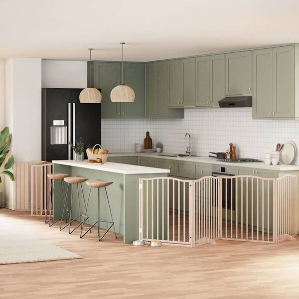 vidaXL Barri&egrave;re pour chien porte pliable 12 panneaux bois de peuplier