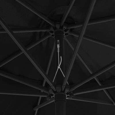 vidaXL Parasol d'extérieur avec mât en métal 390 cm noir