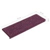 vidaXL Tapis d'escalier 15 pi&egrave;ces 65 x 21 x 4 cm Violet fonc&eacute; Bord rectangulaire