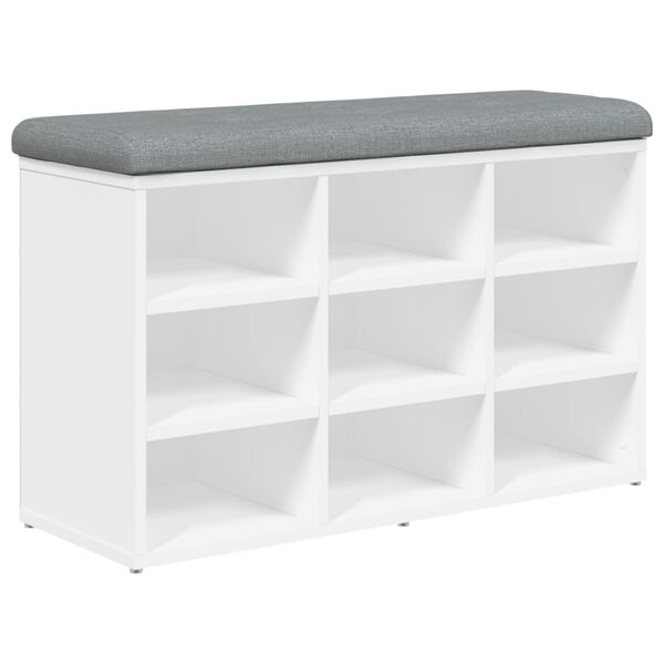vidaXL Banc à chaussures Blanc 82x32x50 cm Bois d'ingénierie