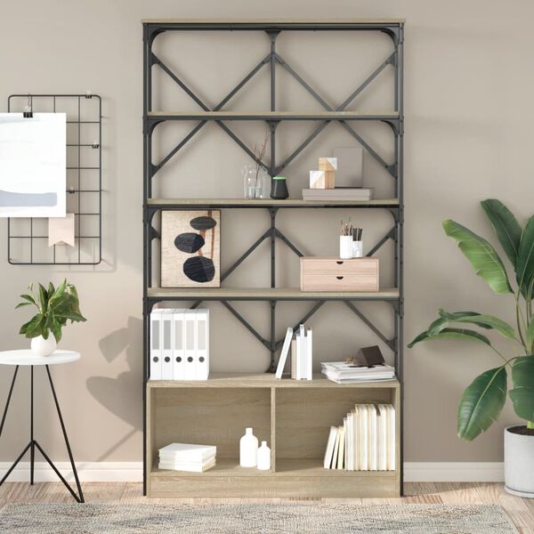 vidaXL Biblioth&egrave;que ch&ecirc;ne sonoma 100x26x180cm bois ing&eacute;nierie et m&eacute;tal