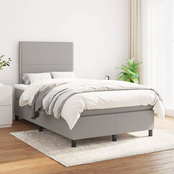 vidaXL Sommier &agrave; lattes de lit avec matelas Gris clair 120x200cm Tissu