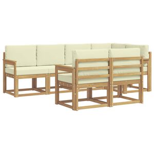 vidaXL Ensemble de canap&eacute;s d'ext&eacute;rieur 7 pcs Blanc et cr&egrave;me Polyester
